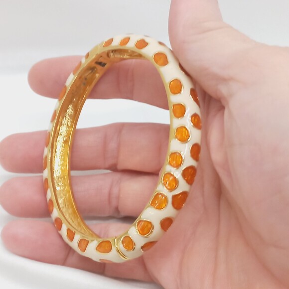 KJL Kenneth Jay Lane clamper bracelet giraffe animal print enamel - Picture 4 of 8